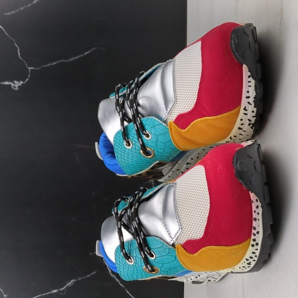 Lucky Step Women's Wedge Platform Sneaker Red/White/Multi-Color sz 7 - Picture 2 of 13